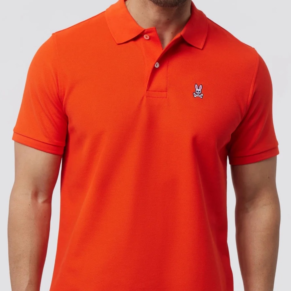 Psycho Bunny Mens Classic Pique Polo Shirt in Tangerine Orange Size S/5
